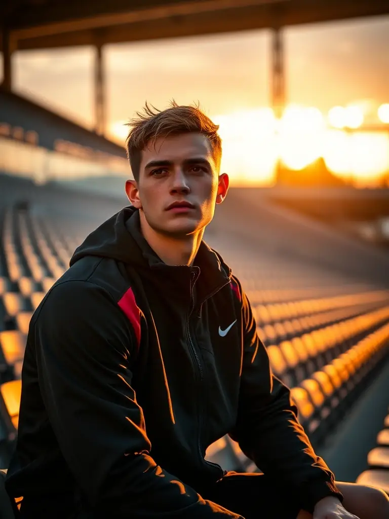 An inspiring image of an athlete planning their future career moves, with a focus on long-term goals and post-career opportunities.