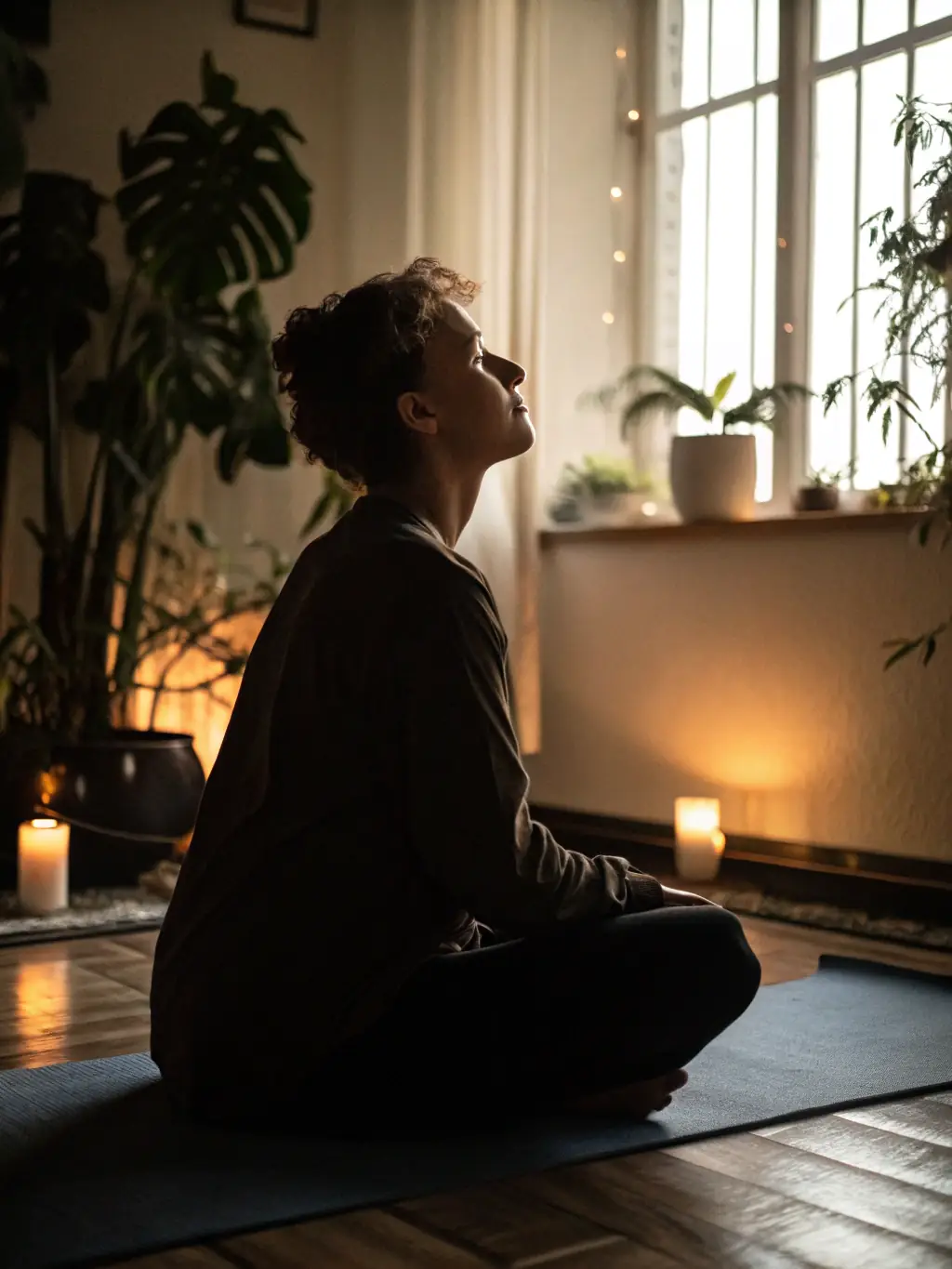 Image of a person meditating with a coach, highlighting mental resilience training and stress management techniques for optimal performance.