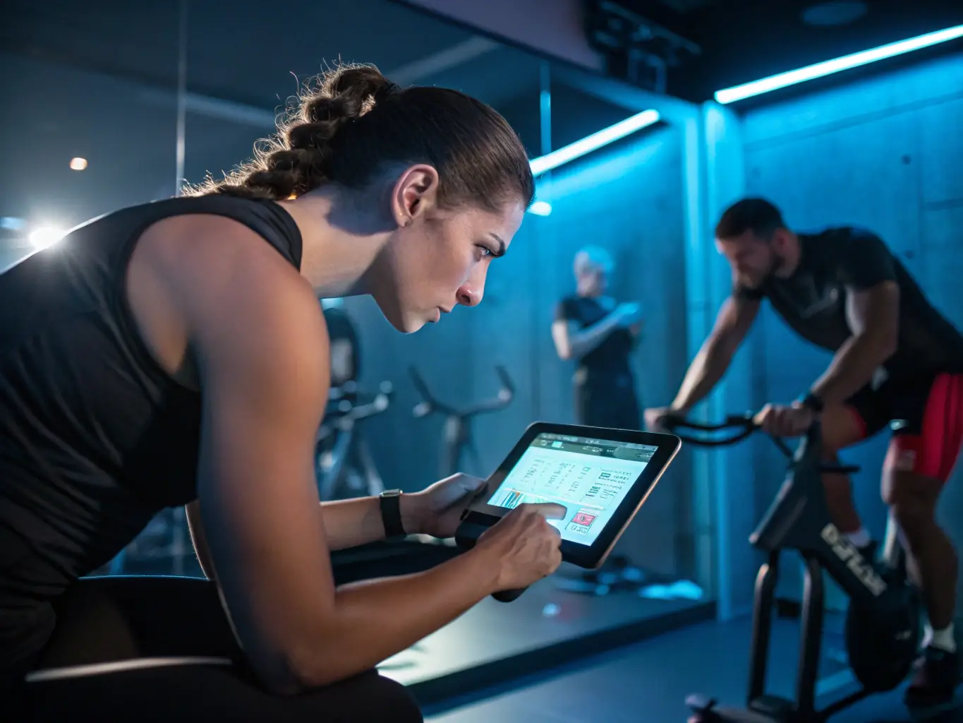 An image of a sports scientist analyzing athletic performance data on a tablet, highlighting the use of technology and analytics in MBSP's training programs.