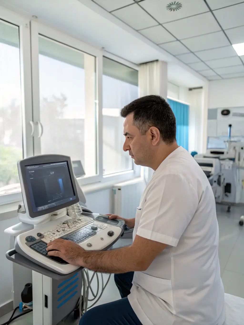 Image of a professional athlete undergoing a comprehensive health assessment, showcasing advanced medical technology and a team of healthcare professionals.